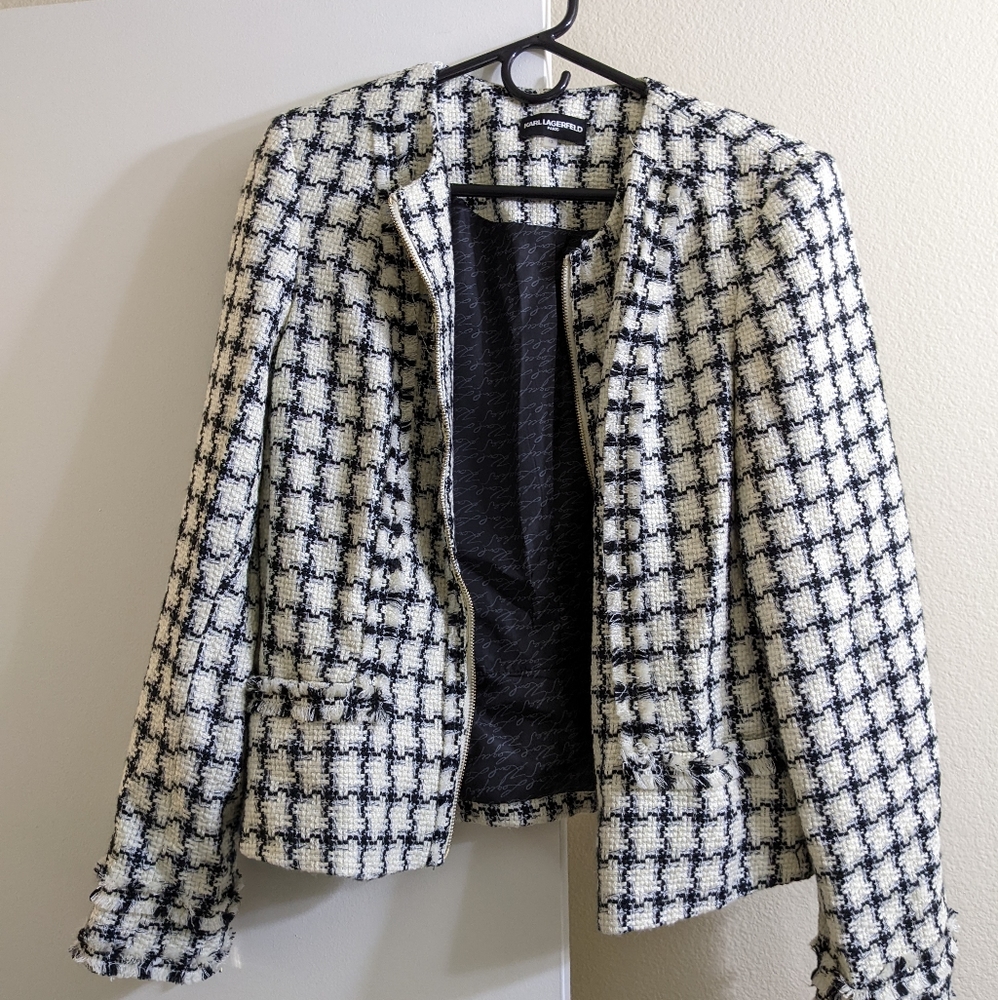 Karl Lagerfeld Jacket Size 12 Black and White